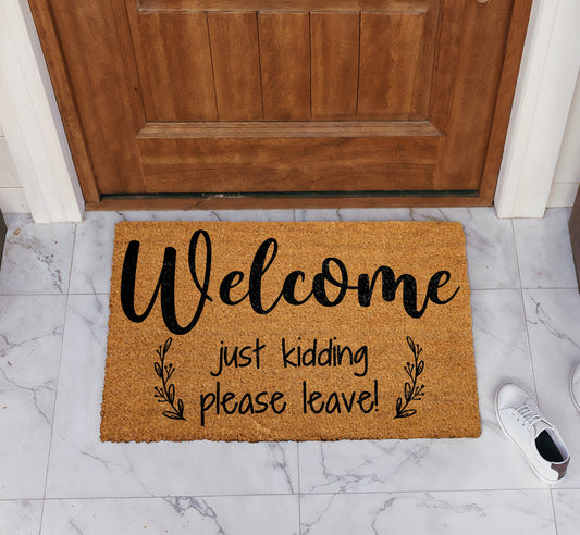 Sarcastic Home Entrance Decor, Funny Go Away Welcome Mat!