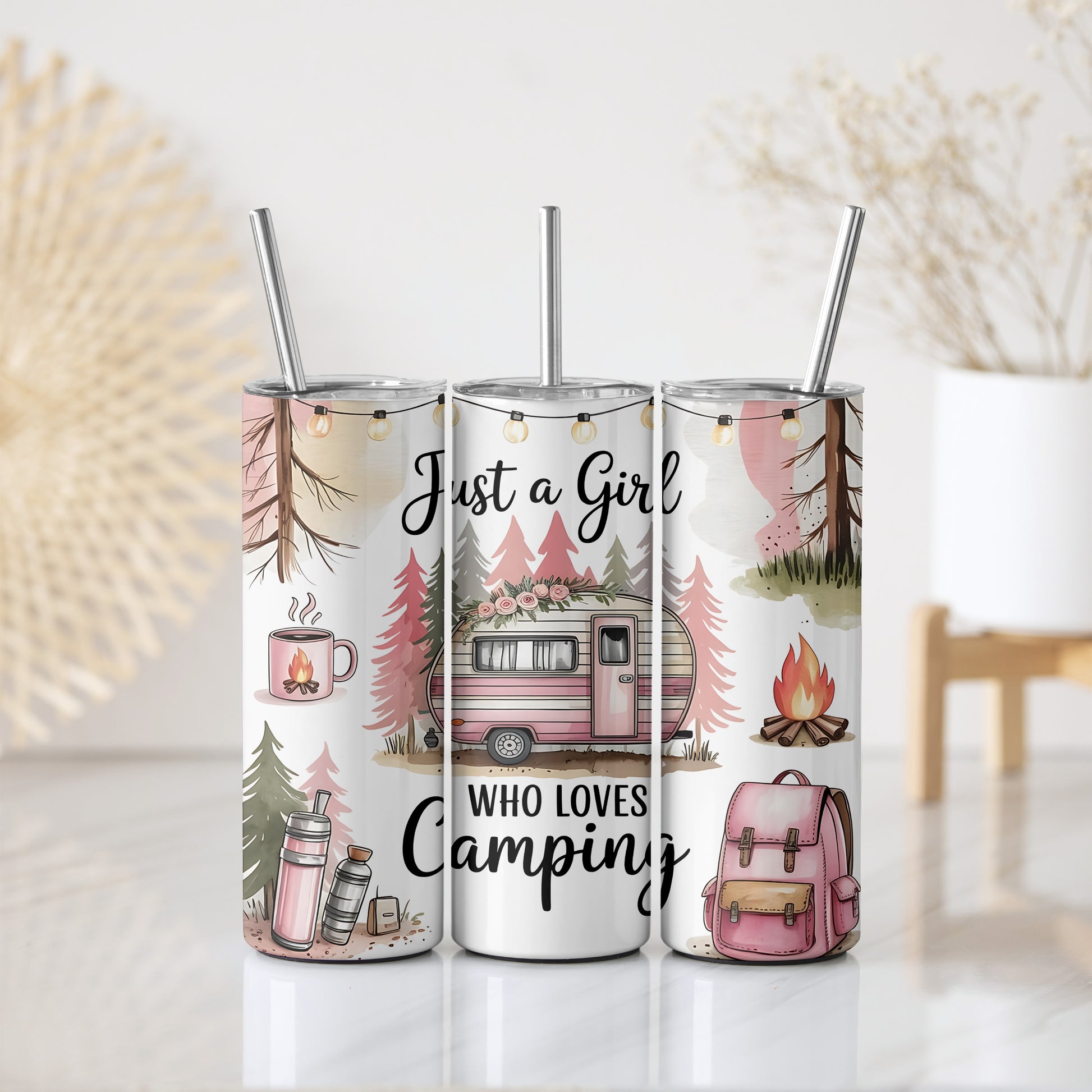 Adventure awaits with this stainless steel camping tumbler for her!
