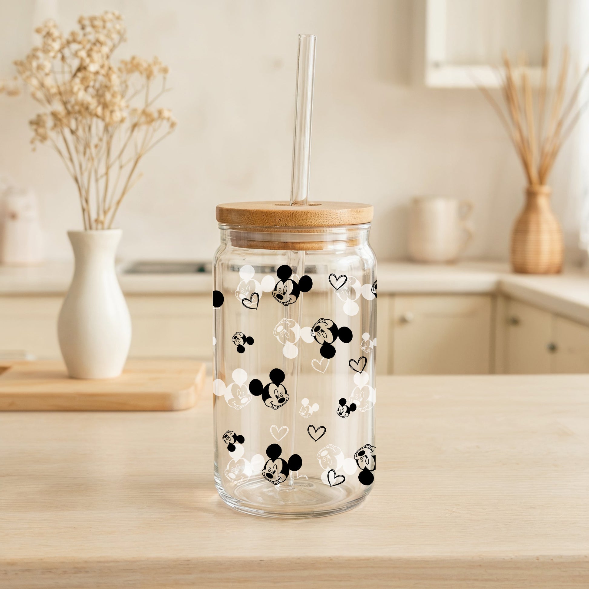 Mickey & Hearts Iced Coffee Tumbler, Disney Inspired Kids Drinkware