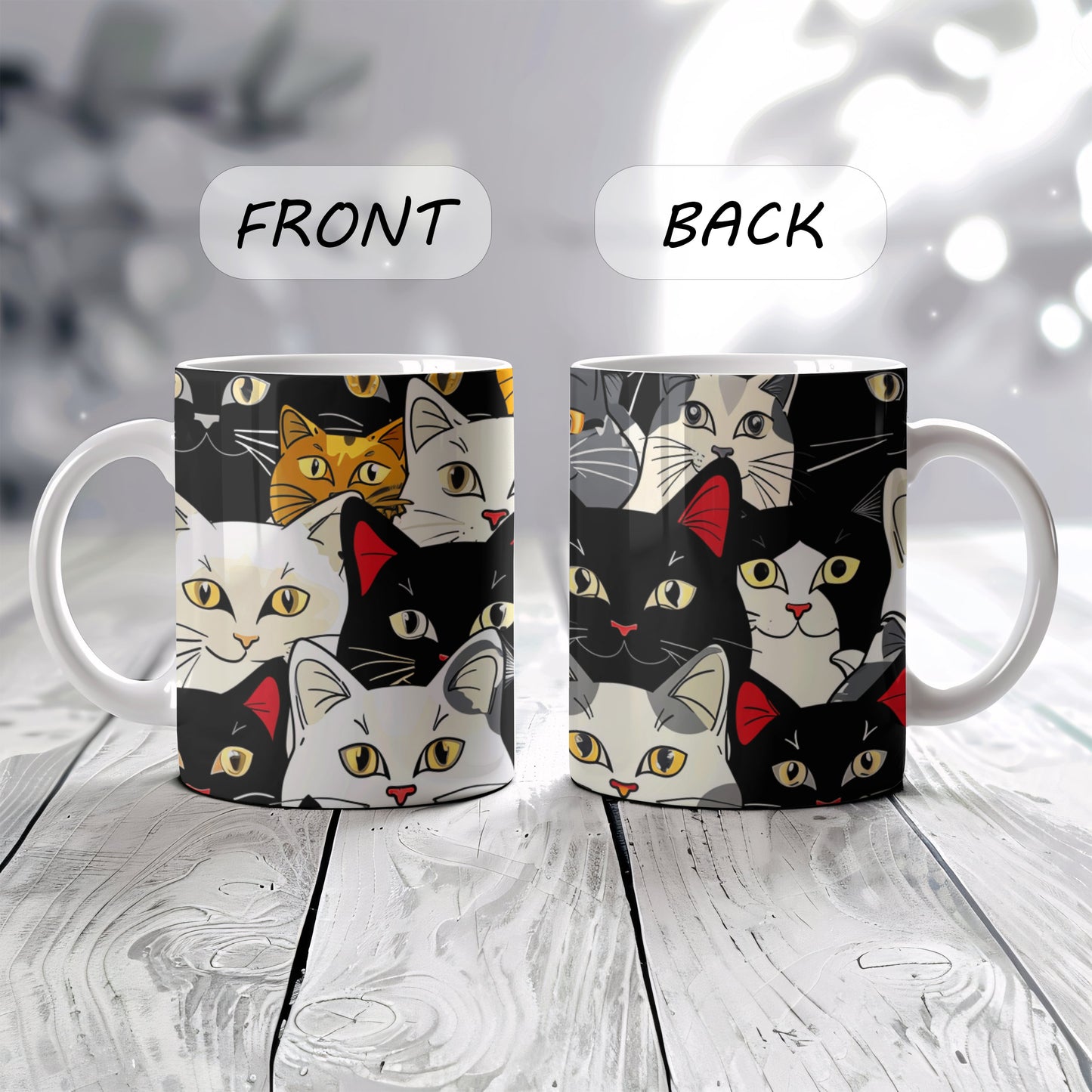 Vibrant Colors, Cat Lover's Ceramic Tea Cup: Cozy Feline Aesthetic.
