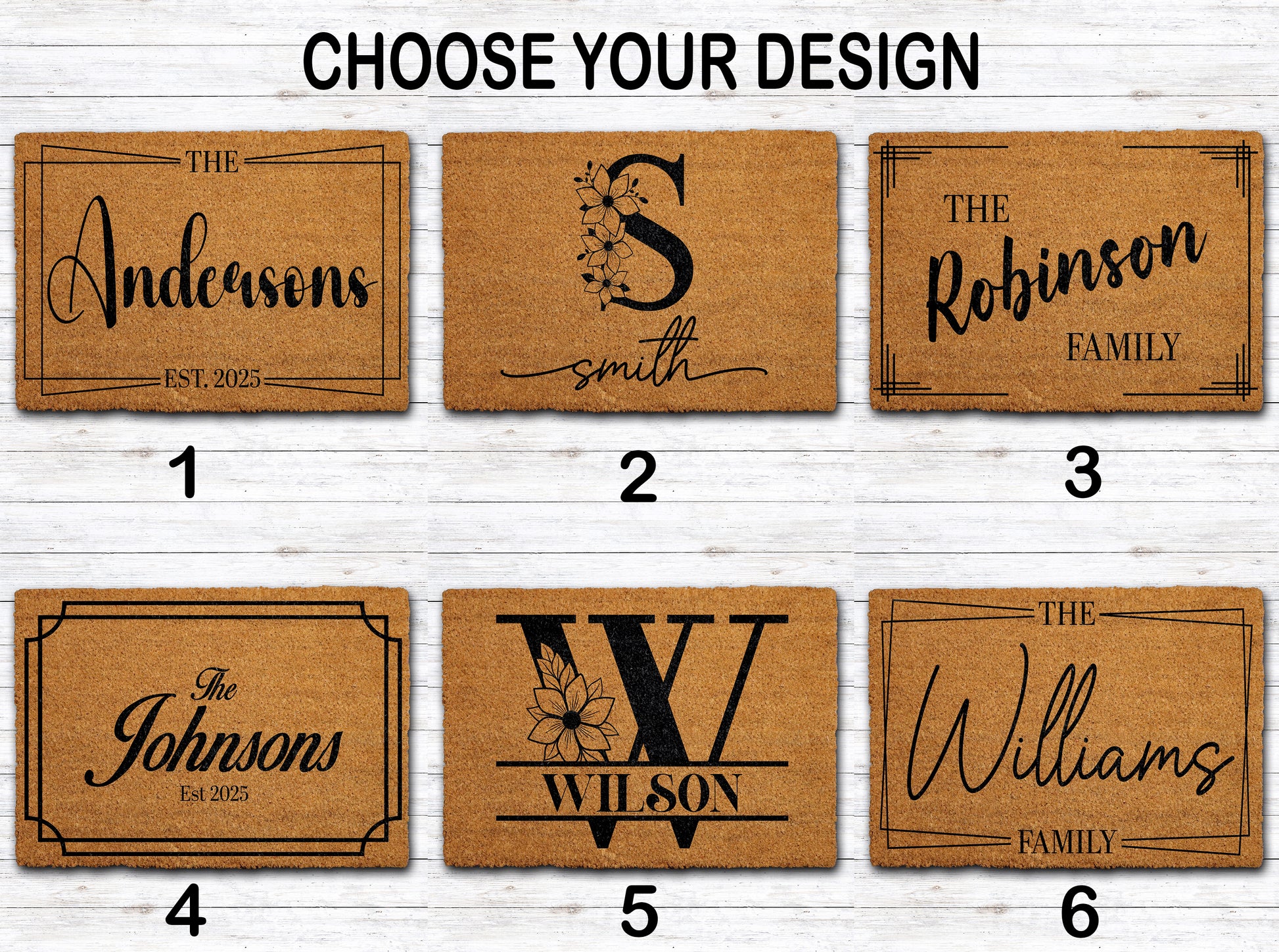 Personalized Last Name & Est Year Welcome Mat, Custom Monogram Decor