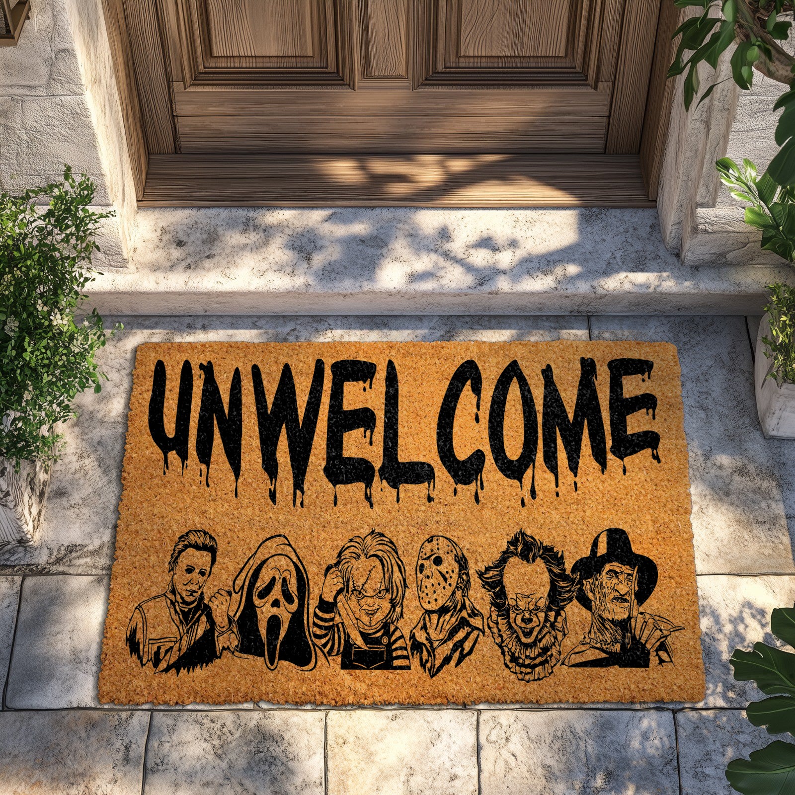 Spooky Season Coir Rug, Horror Movie Doormat, Scary Movies Welcome