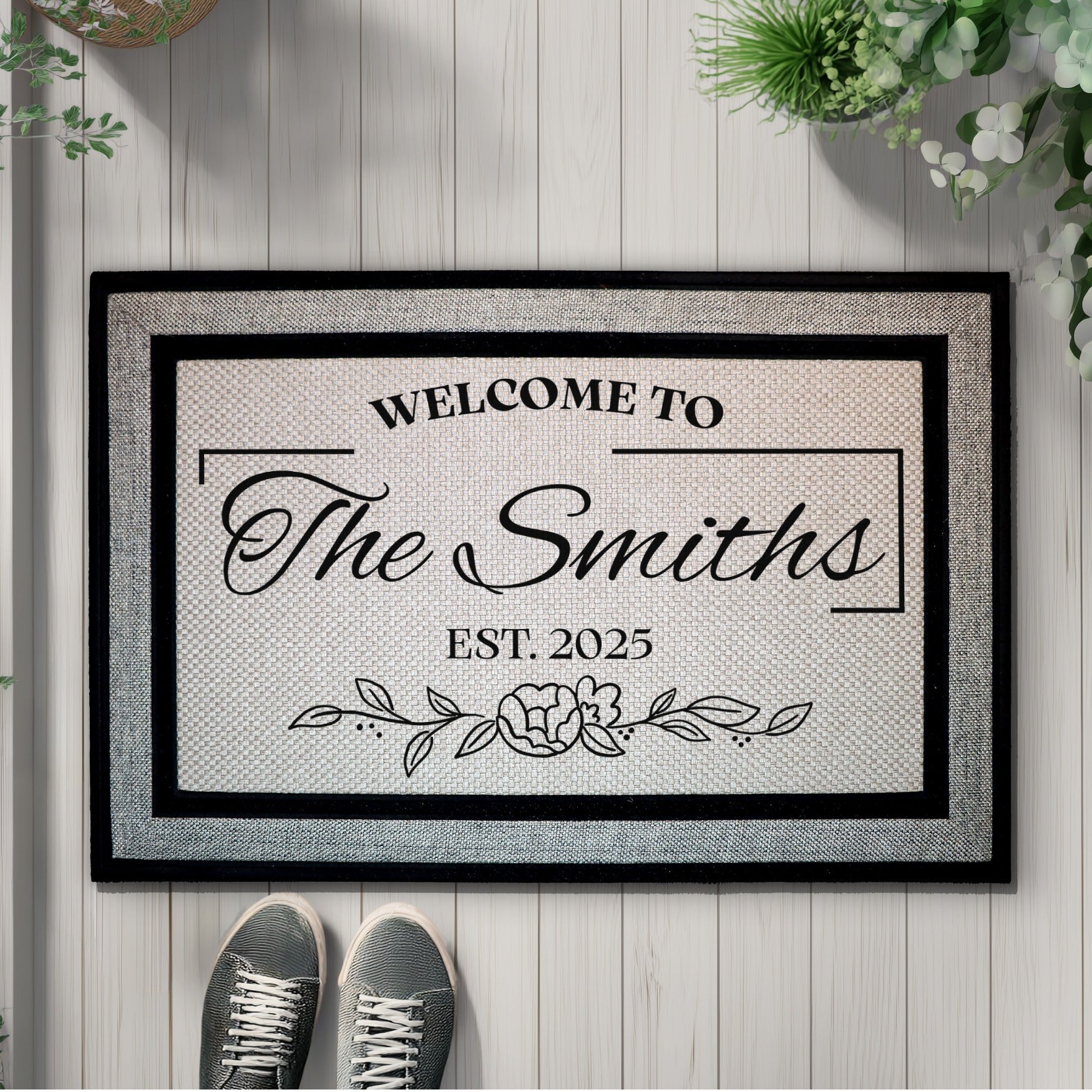 Personalized Family Door Mat, Custom Last Name & Est. Date