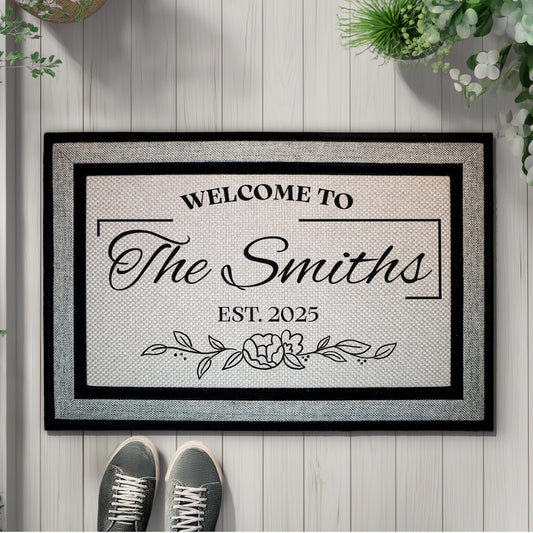 Personalized Family Door Mat, Custom Last Name & Est. Date