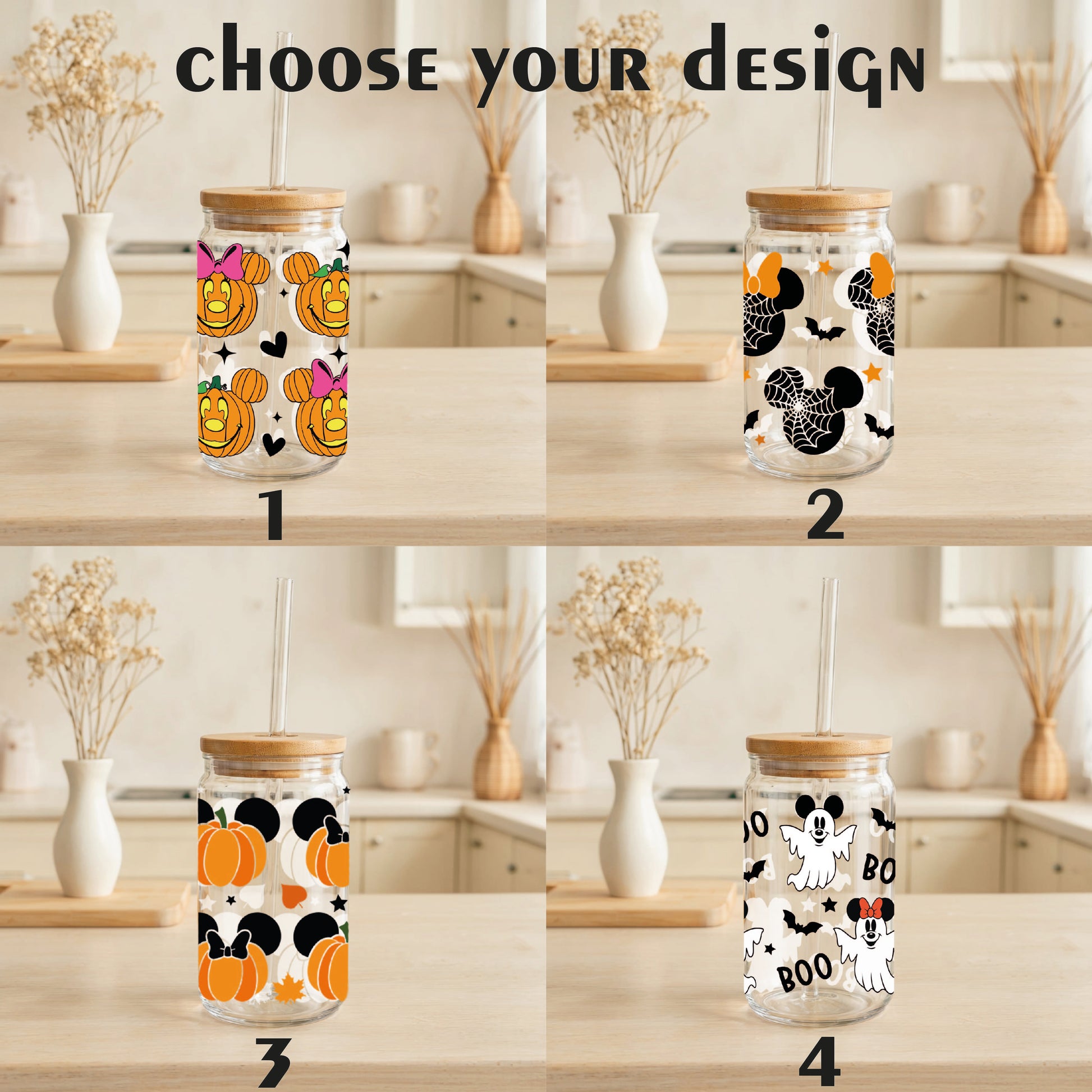Mickey, Minnie Disney Halloween Can Tumbler - Spooky Season Giftware