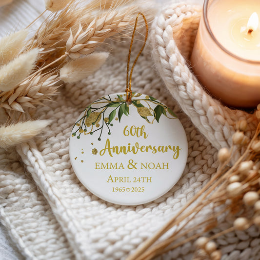 Personalize Your Love Story with Ceramic Anniversary Ornament, Romantic & Aesthetic!
