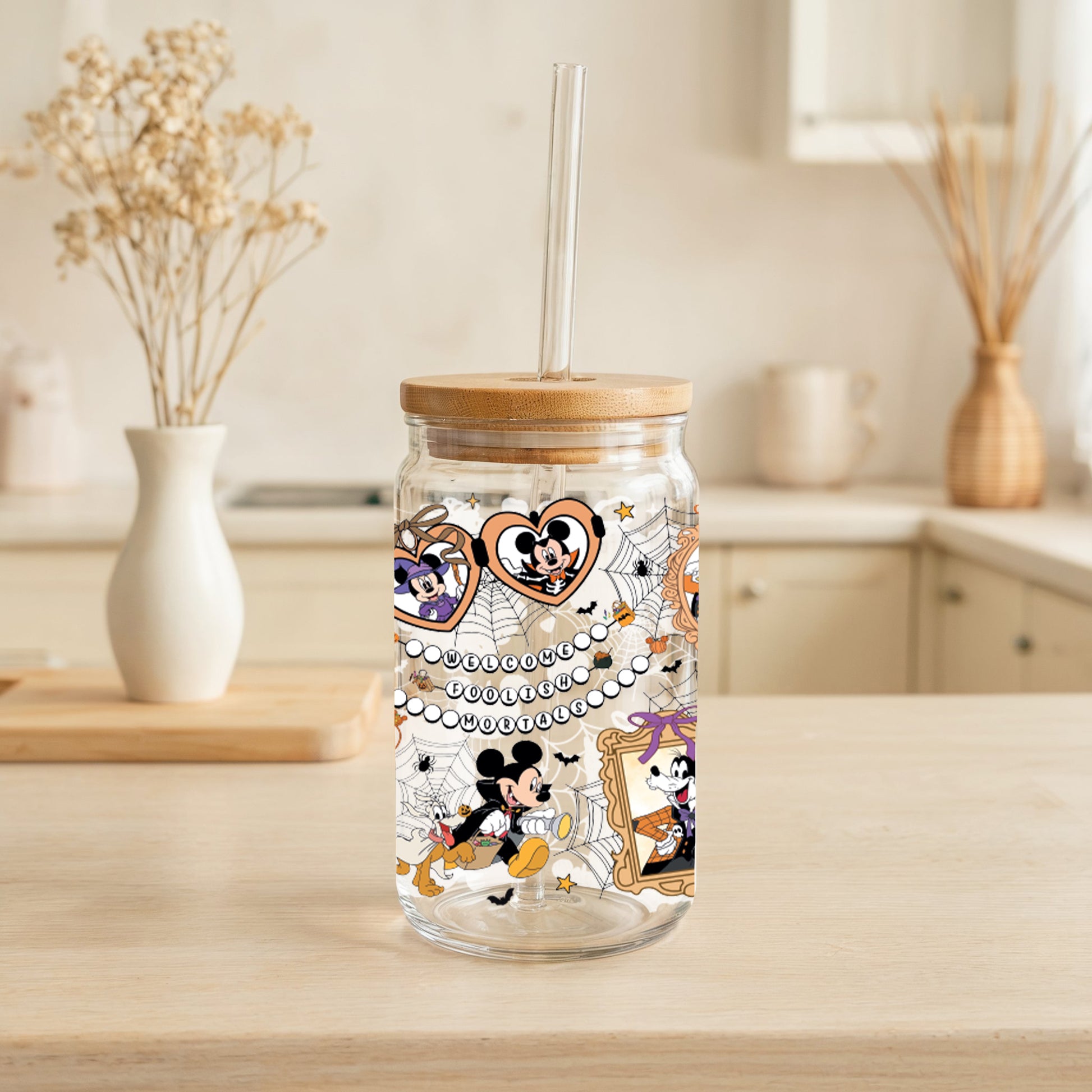 Mickey & Friends Halloween Cup, Disney Haunted Mansion Glass Tumbler