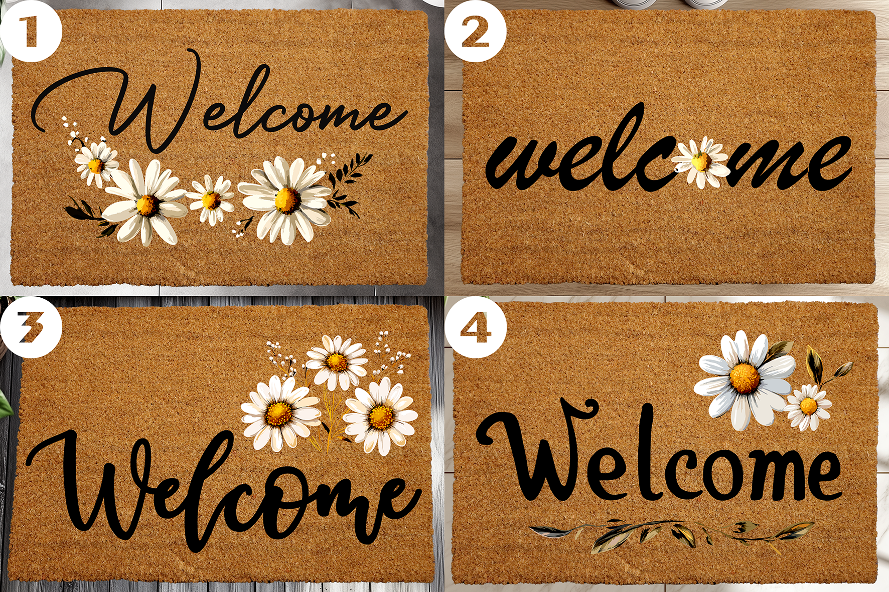 Daisy Welcome Doormat, Perfect for Your Spring Porch Decor