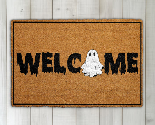 Ghostly Welcome: Halloween Doormat, Spooky Outdoor Decor for Fall