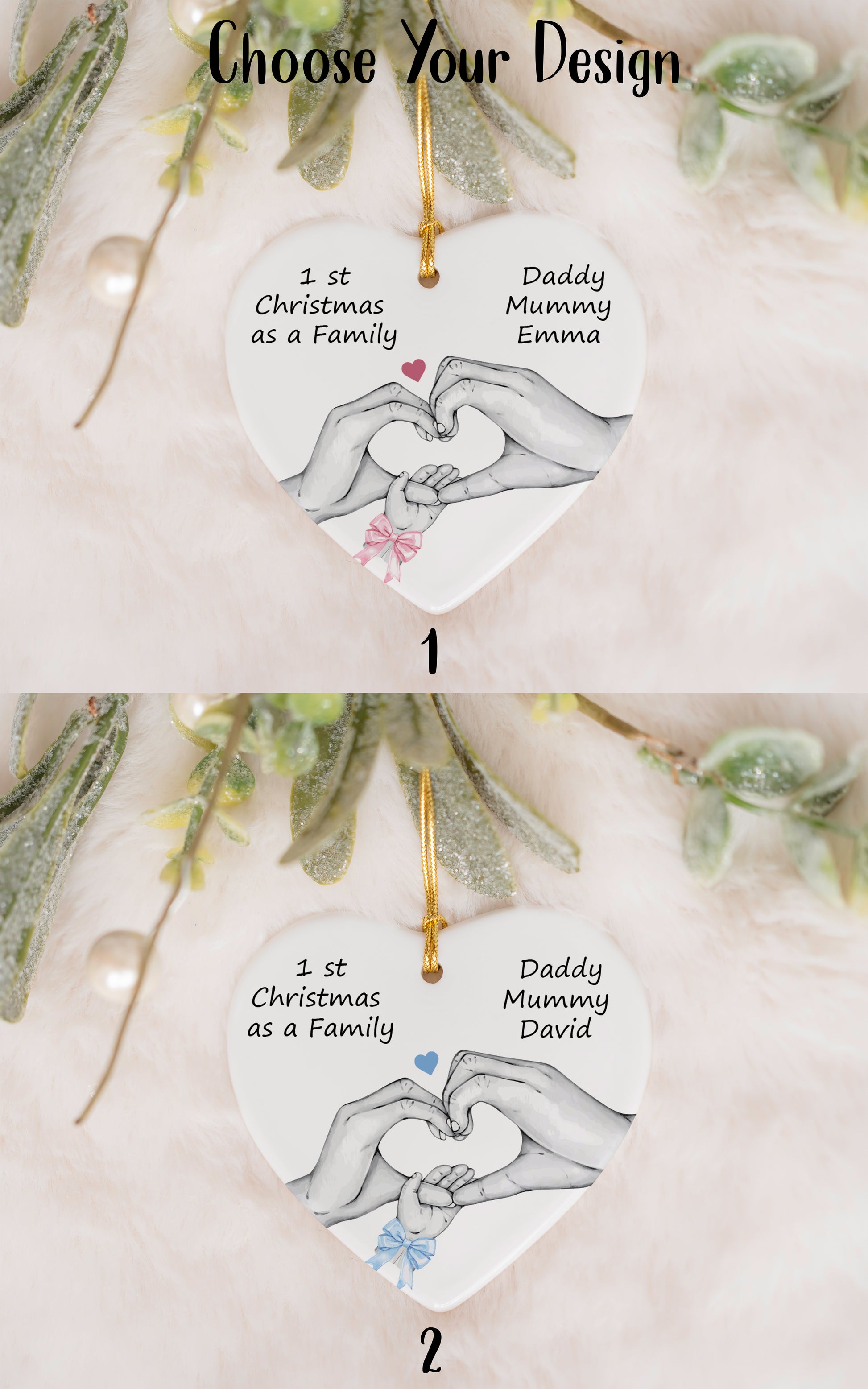 Celebrate Your First Christmas Together with a Heart-shaped Family Ornament