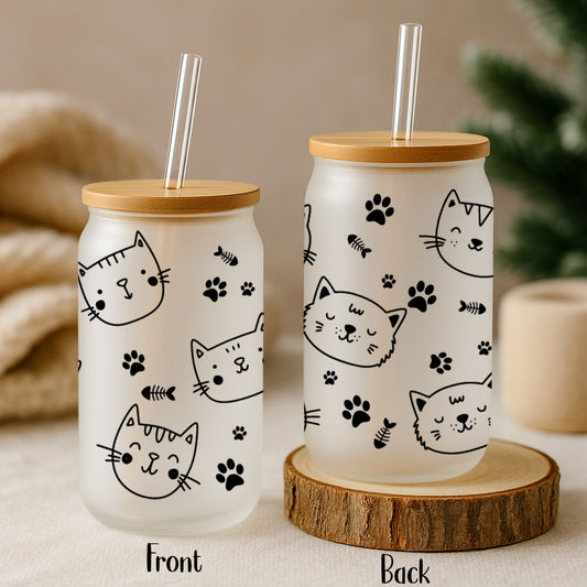 Adorable Cat Glass Tumbler, Ideal for Cat Owners, Eco-Friendly Choice
