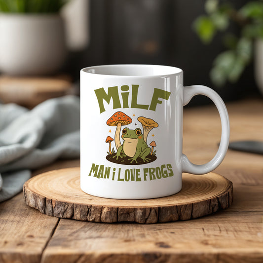 Frog Lover's Humorous Ceramic Mug, Cottagecore Tea Cup Gift