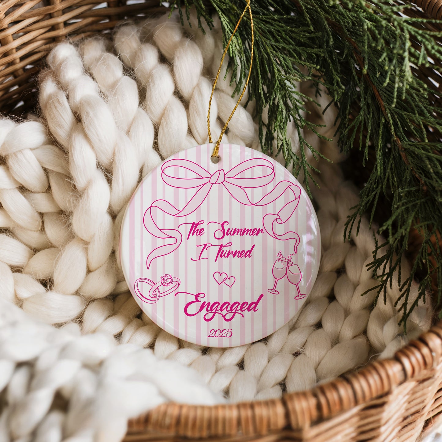 Aesthetic Engagement Ceremony Souvenir, Coquette Bow Engaged Couple Keepsake