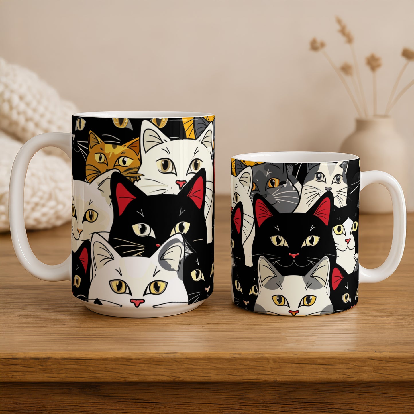 Vibrant Colors, Cat Lover's Ceramic Tea Cup: Cozy Feline Aesthetic.