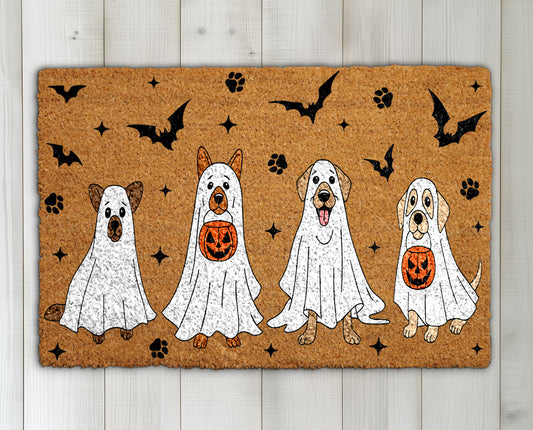 Spooky Bats, Ghost Dogs Doormat: Cute Halloween Welcome for Dog Lovers