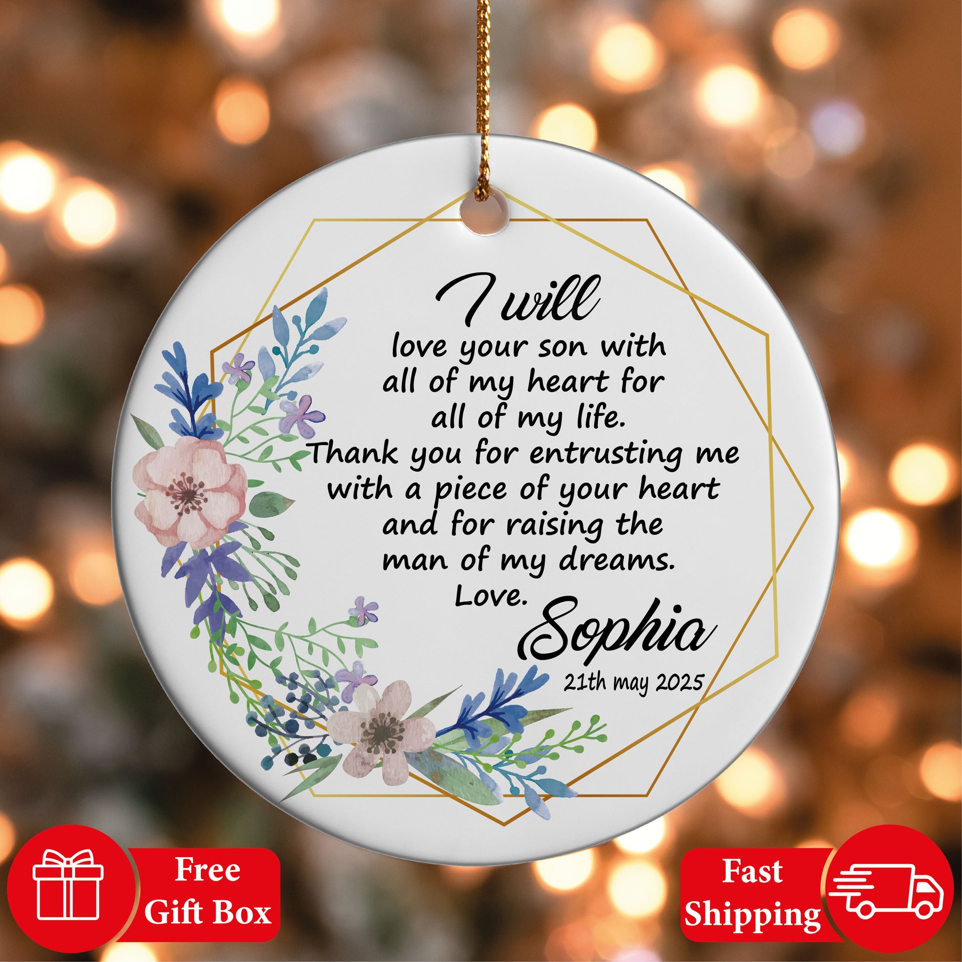 Parents of the Groom Gift, Wedding Keepsake from Bride Ornament