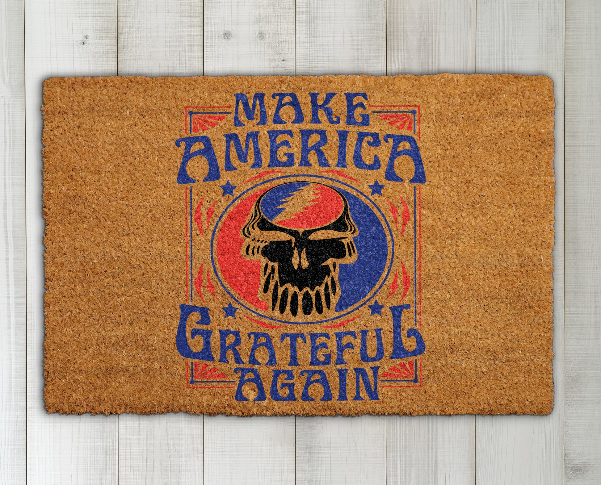 Grateful Stealie Skull, Music Lover Deadhead Coir Door Mat