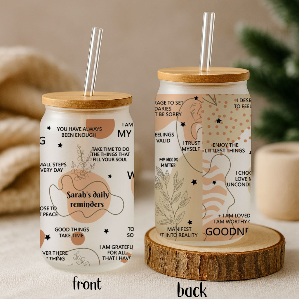 Personalized Daily Motivation Can Glass Tumbler, Empowering Eco-Friendly Ice Cup
