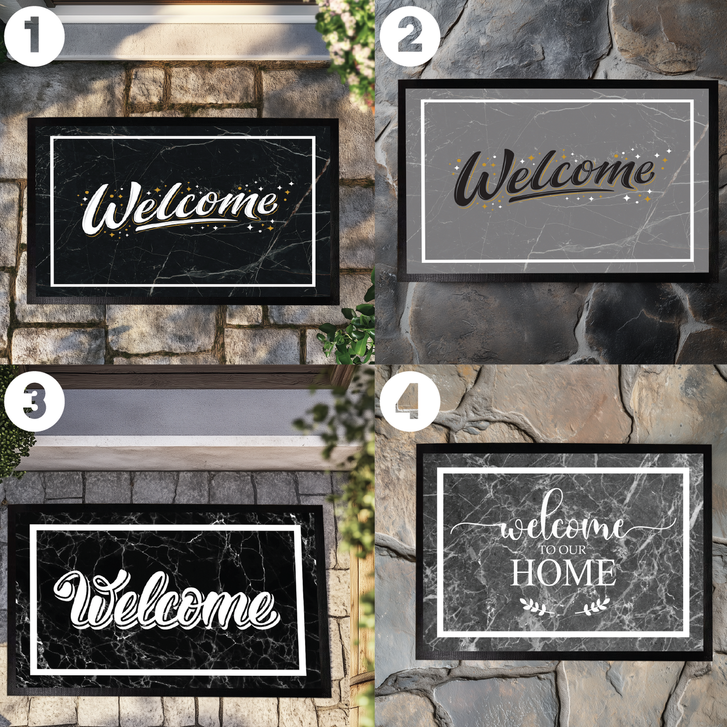 Sublimation Marble Welcome Doormat, Modern Entryway Rug, Elegant Home Decor