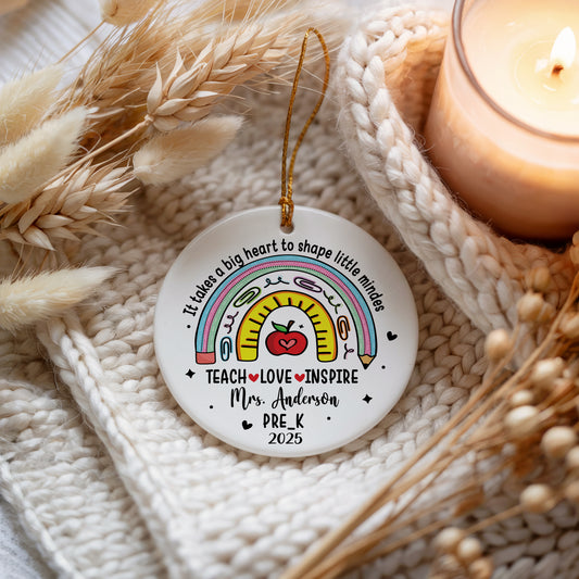 Teacher Appreciation Keepsake Ornament, Shape Little Minds Teacher Christmas Gift
