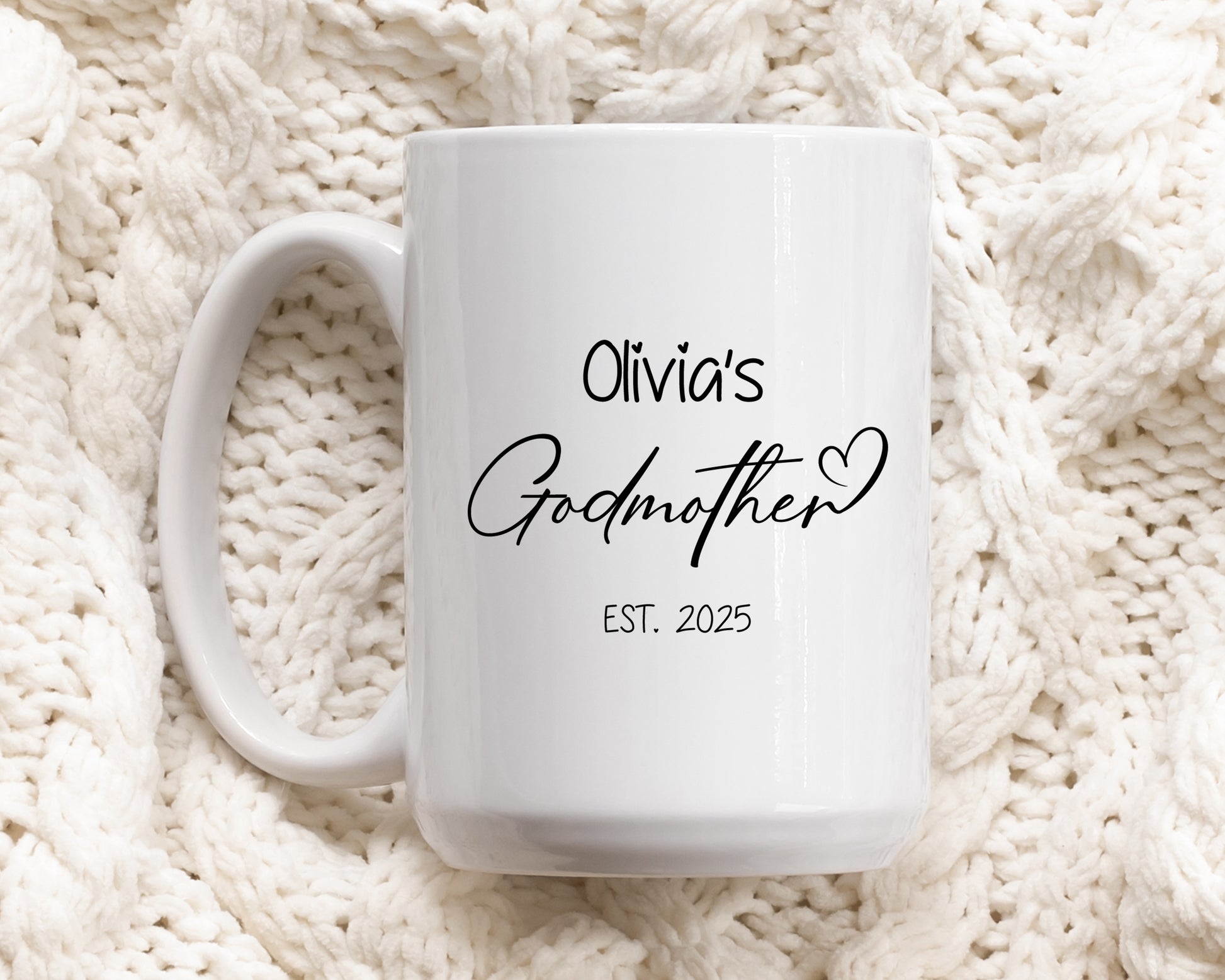 Est. 2025 Godparent Proposal Mug, Personalized Godmother Ceramic Cup Appreciation
