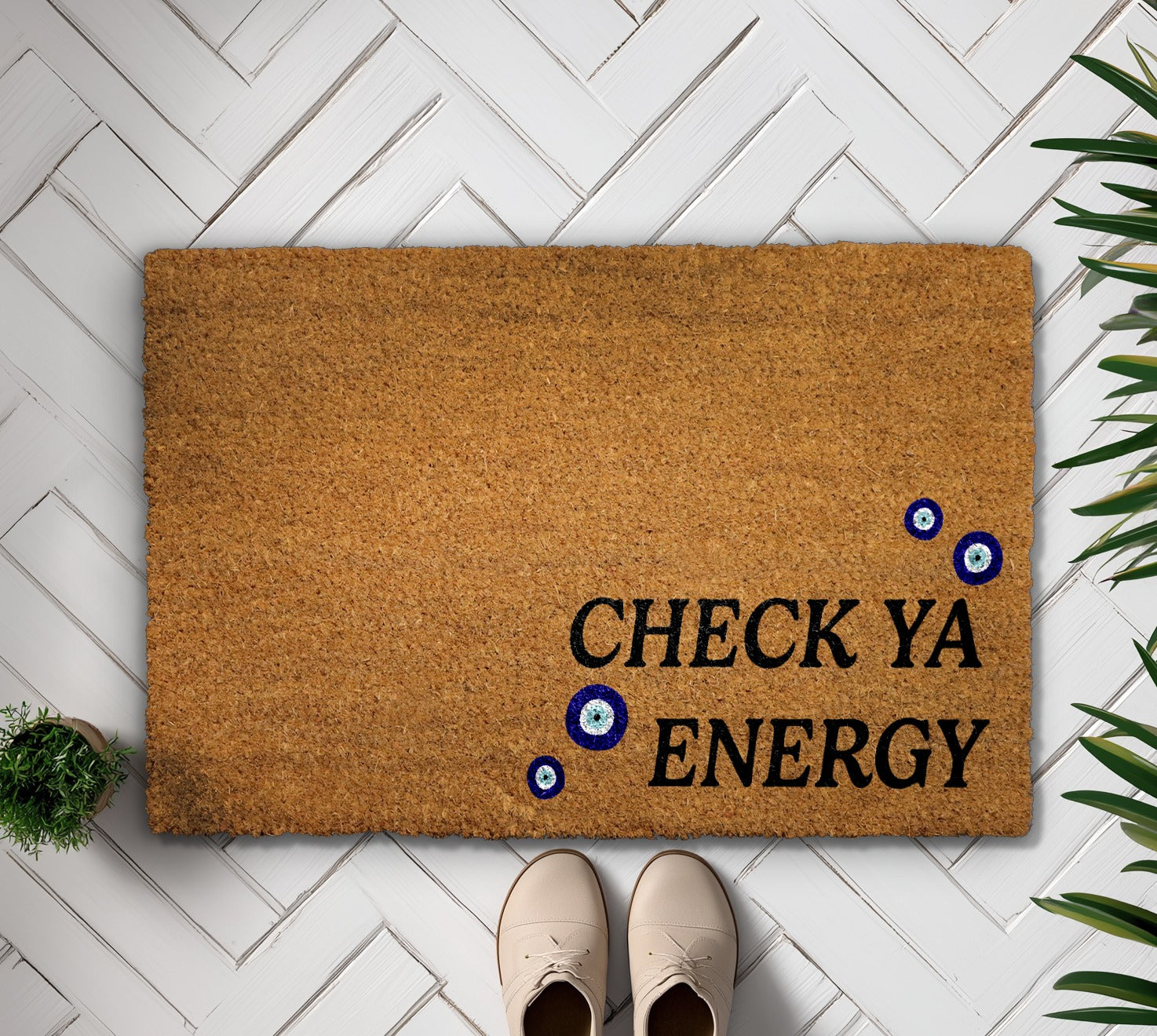 Enhance Your Entryway with Mystical Vibes: Check Ya Energy Doormat
