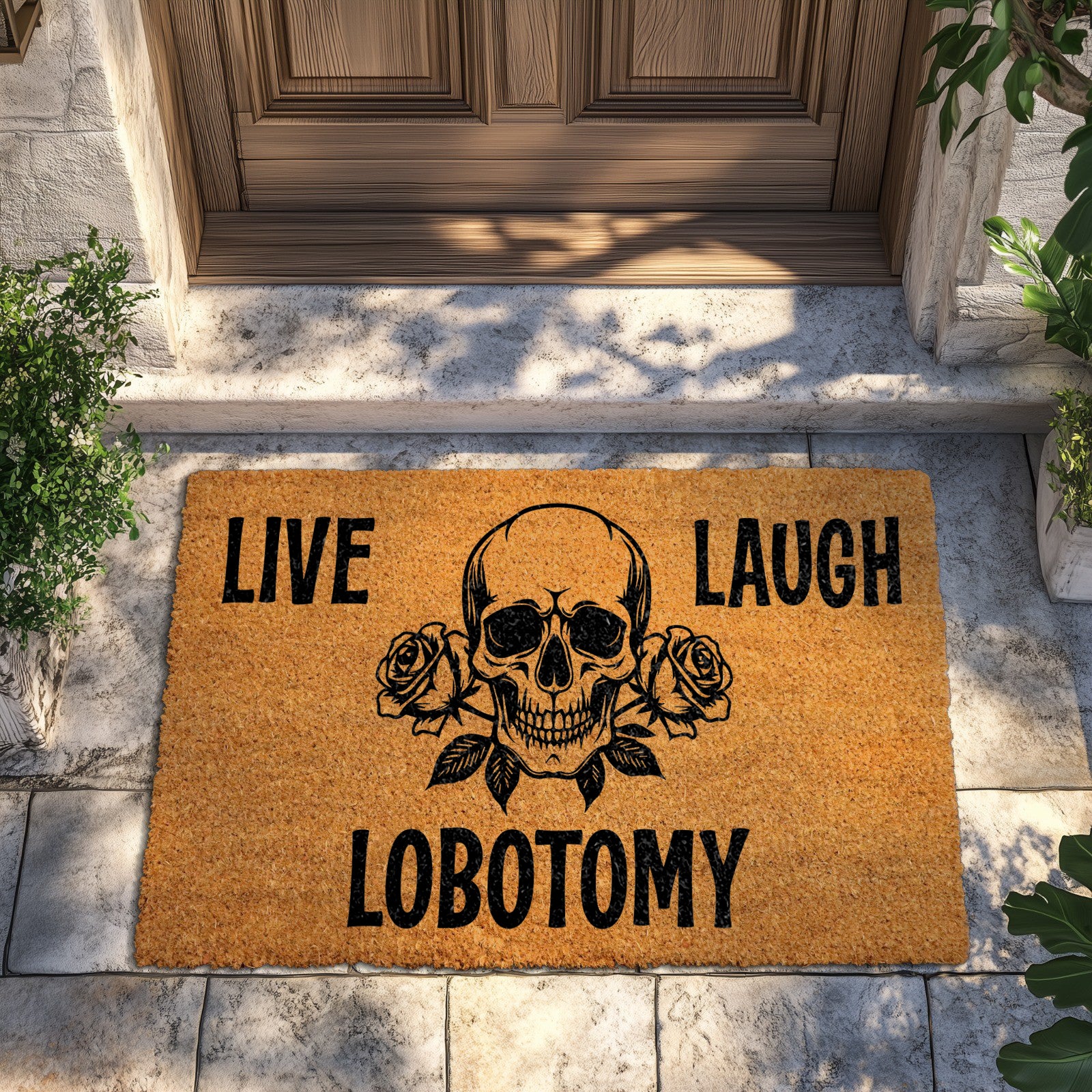 Spooky Season, Gothic Skull Doormat, Dark Humor Welcome Mat