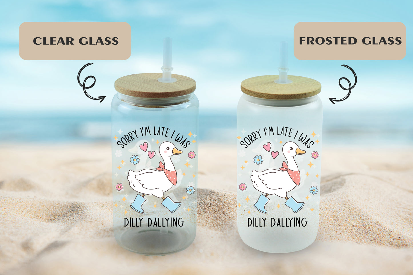 Dilly Dallying Duck Tumbler, Humorous Animal Drinkware, Funny Saying Decor