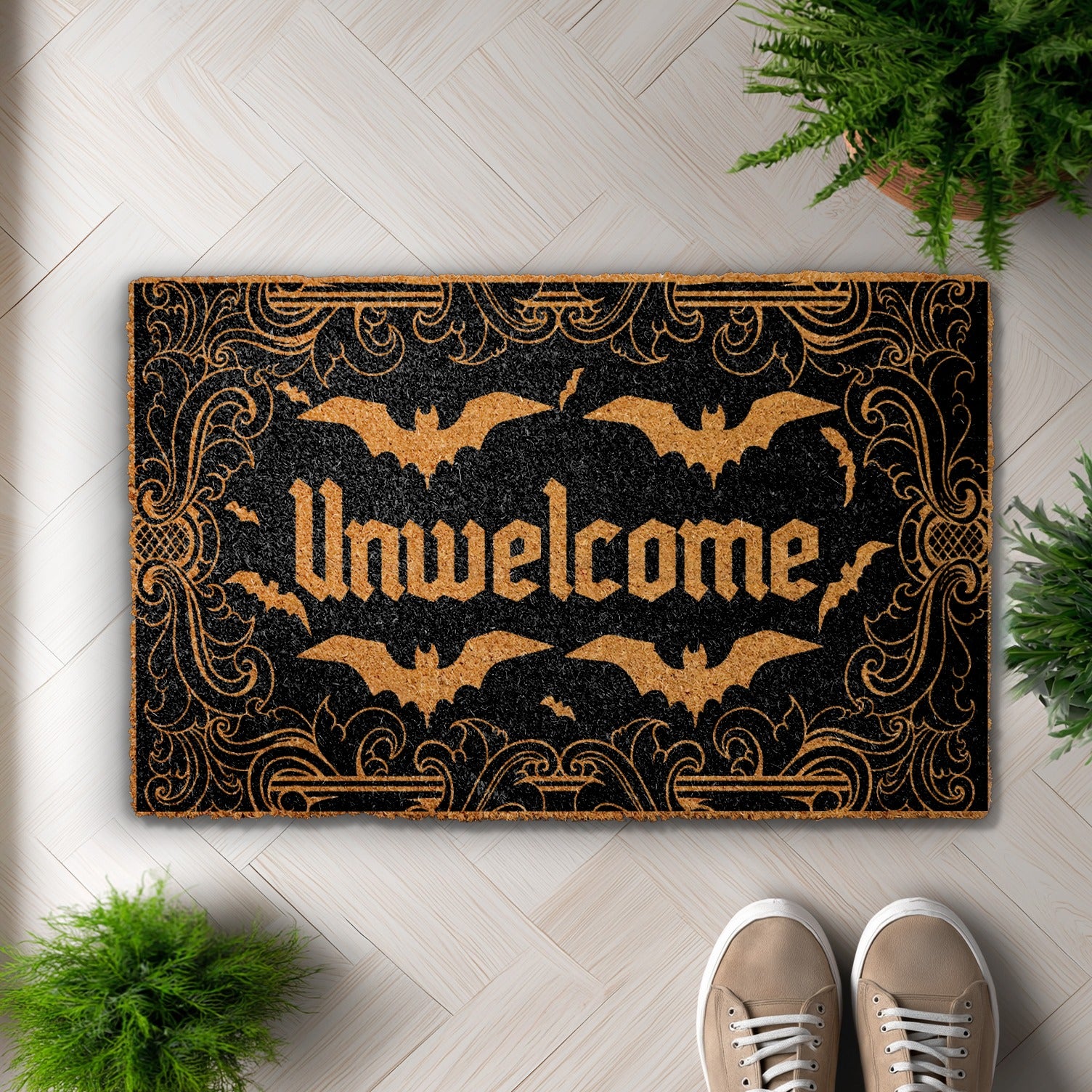 Spooky Season Welcome: Unwelcome Bat Doormat for Fall Front Porch