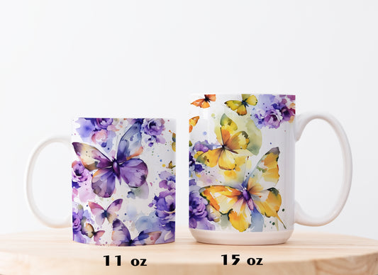 Nature-Inspired Butterfly and Flower Mug, Perfect Gift for Her