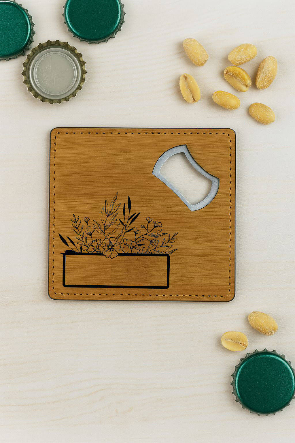 Personalized Leather Bottle Opener with Butterfly Engraving, Custom Bar Tool