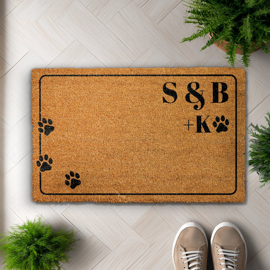 Personalized Couple & Pet Dog Doormat, Custom Dog Lovers Gift