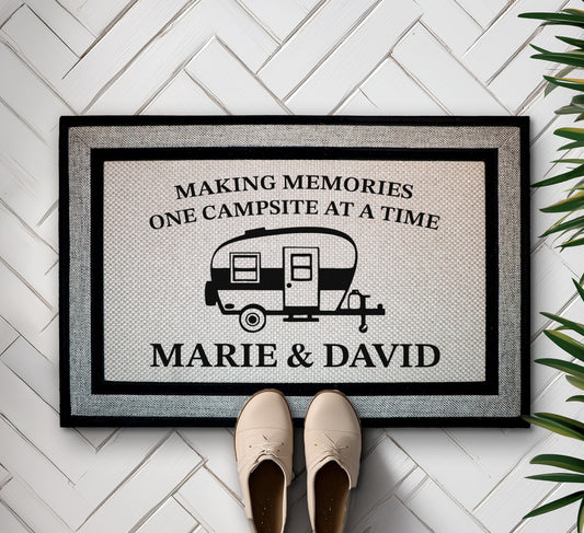 Personalized Campsite Memories Doormat, Custom RV Decor, Camping Gift