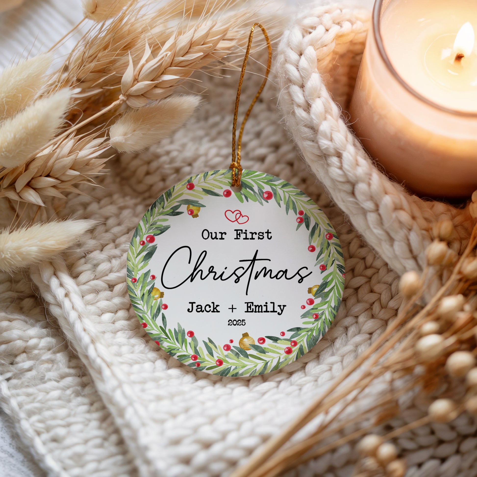 Celebrate Together with Personalized Ceramic Couple Christmas Ornament