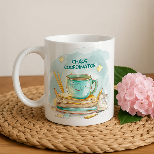 Chaotic Coordinator Pottery Cup, Cute Teacher Gift, Funny Office Mug