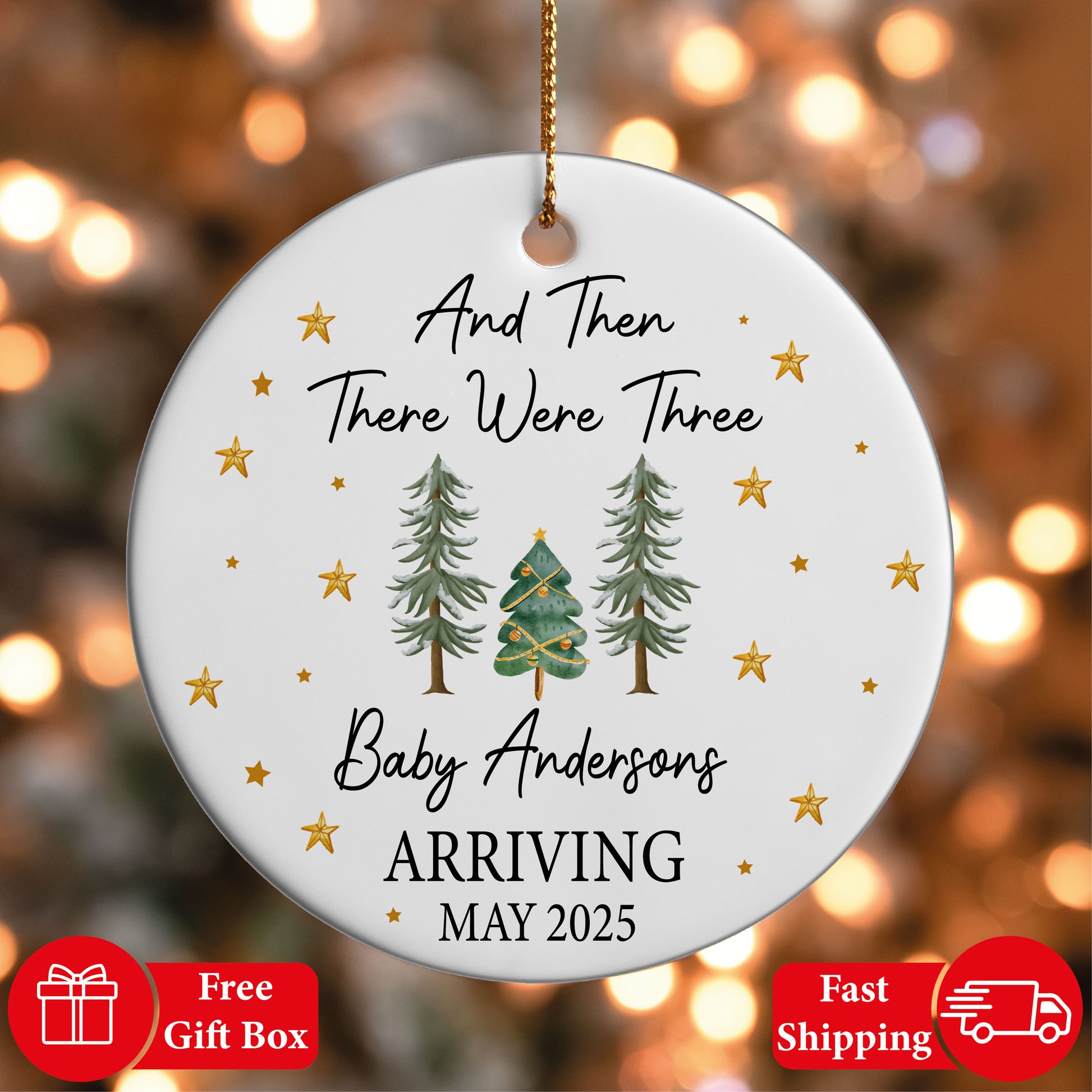 Personalized Baby Christmas Ornament, Pregnancy Announcement Keepsake, Baby Coming Soon